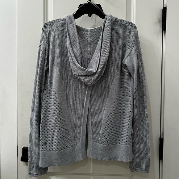 Lululemon Womens Still Movement Wrap Knit Hoodie Sweater Split Back Grey Nimbus - Picture 11 of 11
